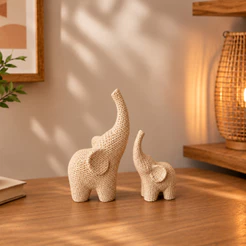 Kit 2 Elefantes Decorativos Texturizado Estatueta Enfeite Para Sala Quarto E Escritório
