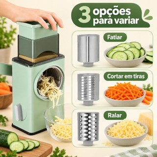 Ralador e Fatiador de Legumes Manual 3 em 1 com Manivela para Verduras e Queijo