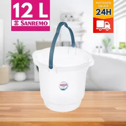 Balde Plástico Transparente com Alça 12L Hydrus Sanremo
