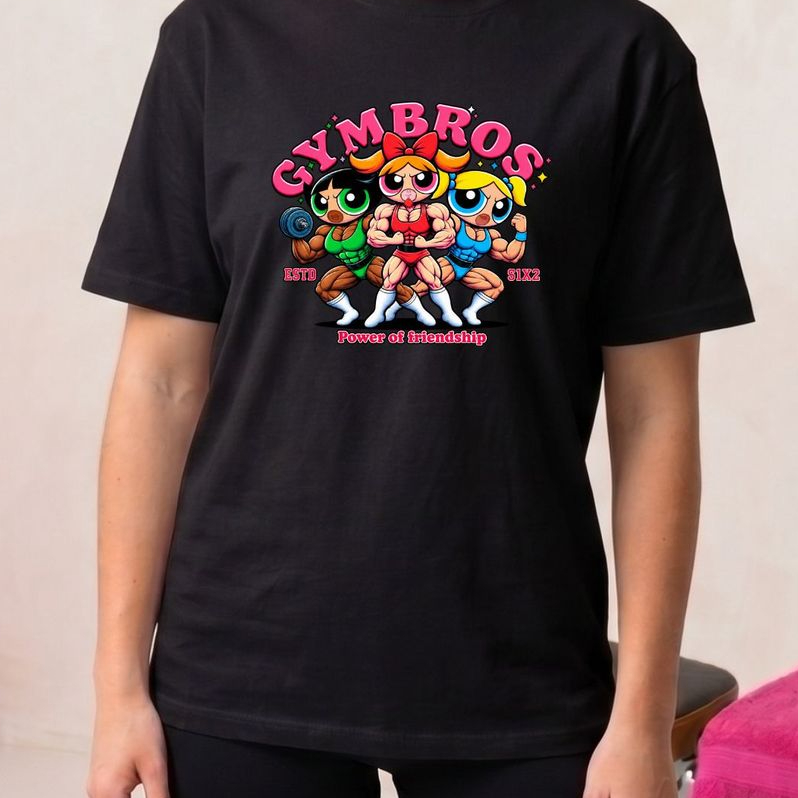 Camiseta Feminina Estampa Gymbros Academia Gola Redonda Confortável Meninas Super Poderosas