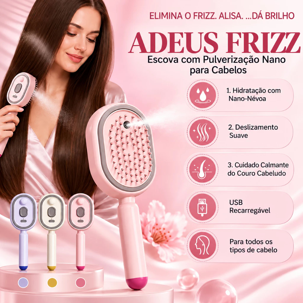 Escova Elétrica A Vapor Com Spray E Alisador Recarregável