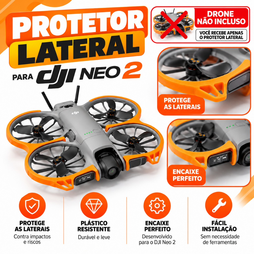 Bumper Protetor de Hélices Reforçado para Drone DJI Neo 2 Proteção 360 + BRINDE EXCLUSIVO DJI