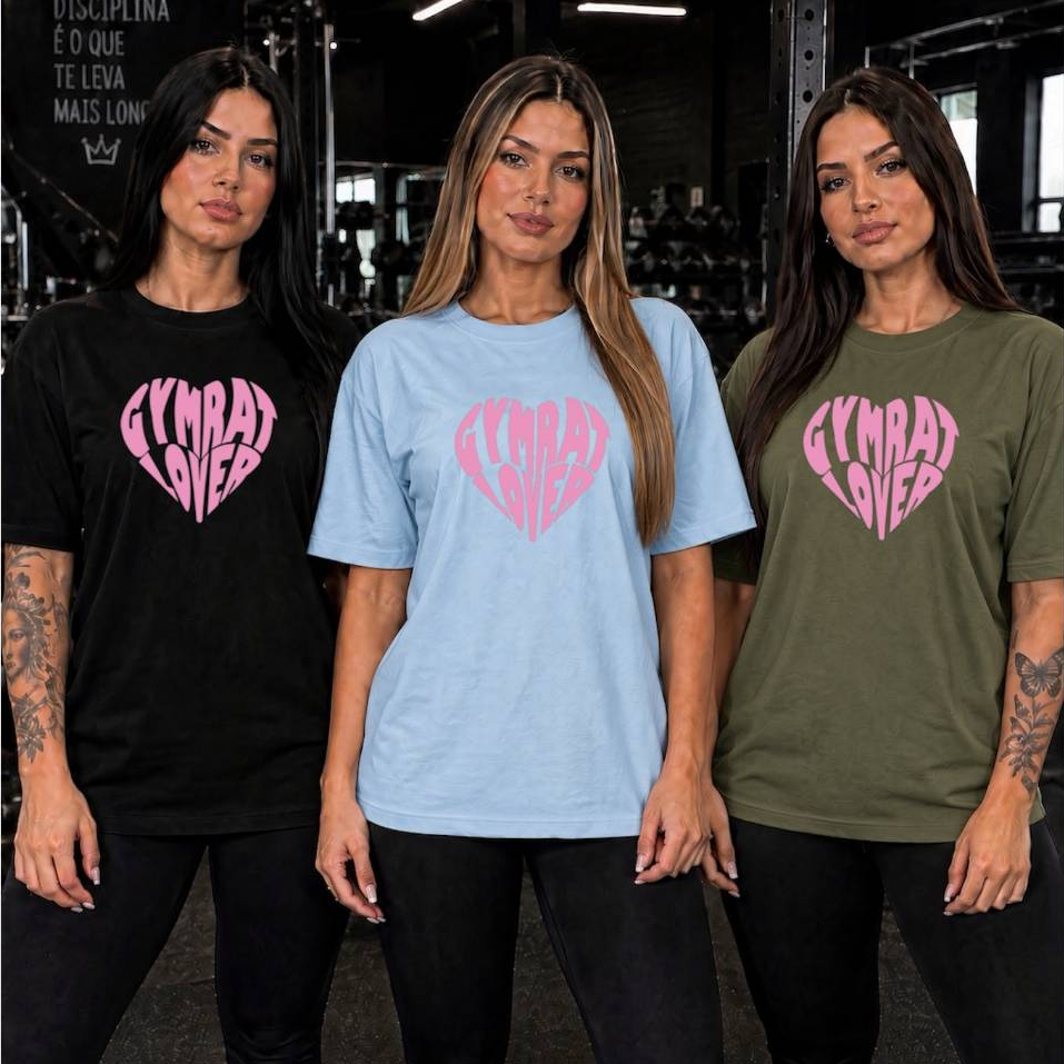kit feminino 3 camisetas para academia estilosa treinos camisas estilosas estampadas 100% algodão slim 30.1 penteado