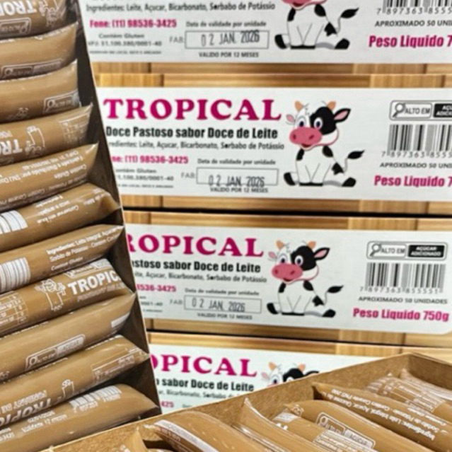 Caixa Fondant Sabor Doce de Leite - Doce Pastoso - Direto Da Fábrica 750g ~50 tubinhos