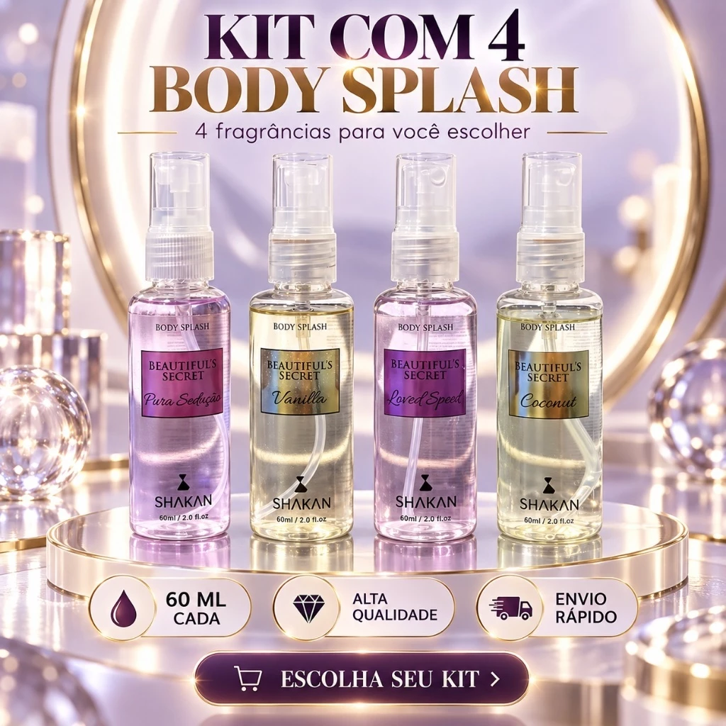 Kit 4 Body Splash victoria Lançamento Vanilla love speel pure seduction coconut