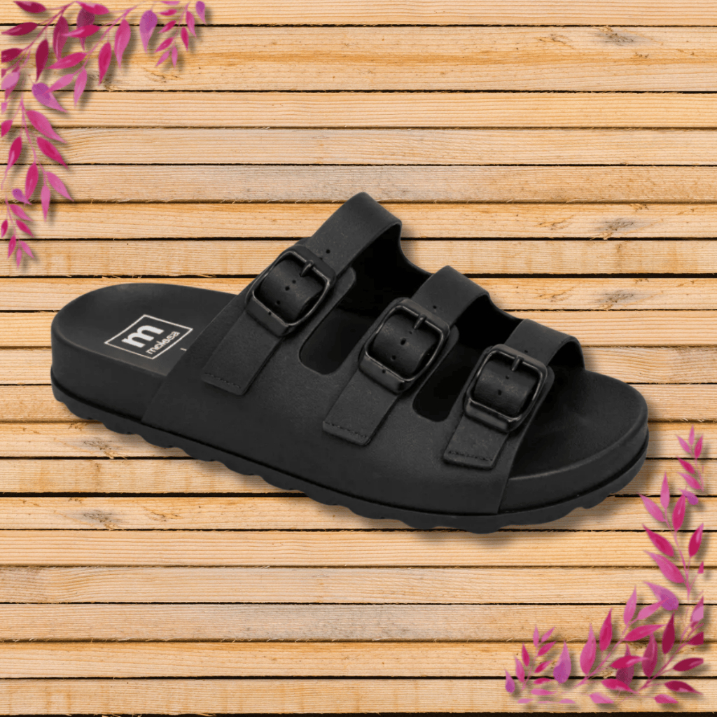Sandália Feminina Moleca Papete Birken Tratorada Fívela Fake Rasteirinha  Antiderrapante Confortável Flatform Leve