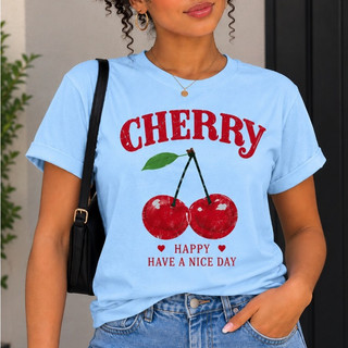Camiseta Feminina Cereja Cherry Estampada Casual Moda Feminina