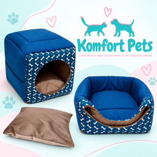 Cama Toca Iglu 3 em 1 para Cachorro e Gato Caminha Pet
