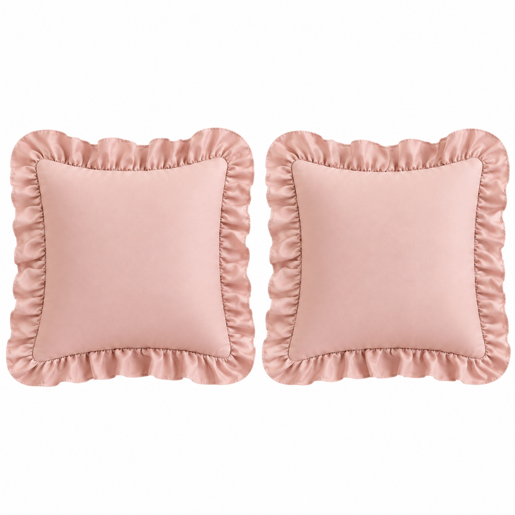 Kit 2 Capas De Almofada 45x45cm Com Babado 600 Fios Toque Aveludado