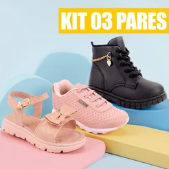Kit Tenis Infantil Feminino Sandalia Infantil Feminina Bota Coturno Infantil Menina Live