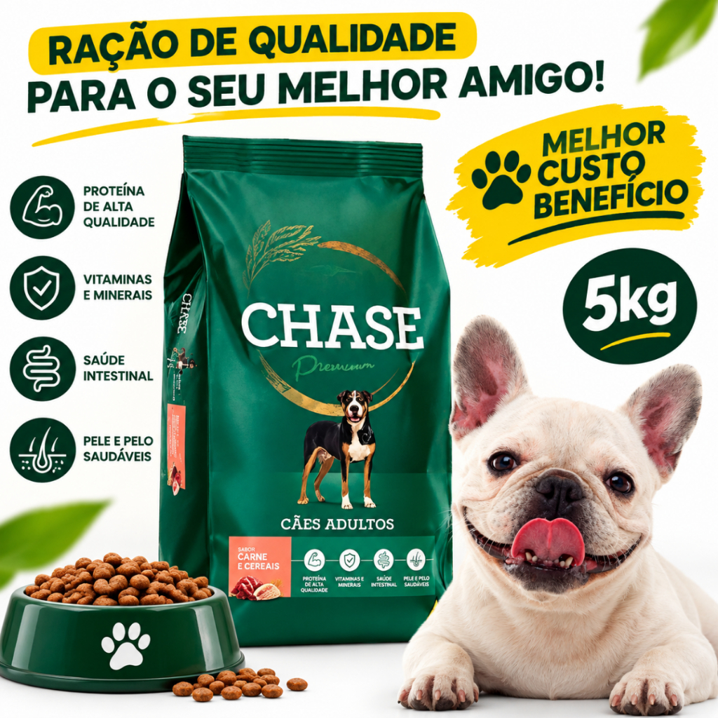 Ração Chase para Cães Adulto de Todas as Raças Carne e Frango 5 Kg 19% de proteina