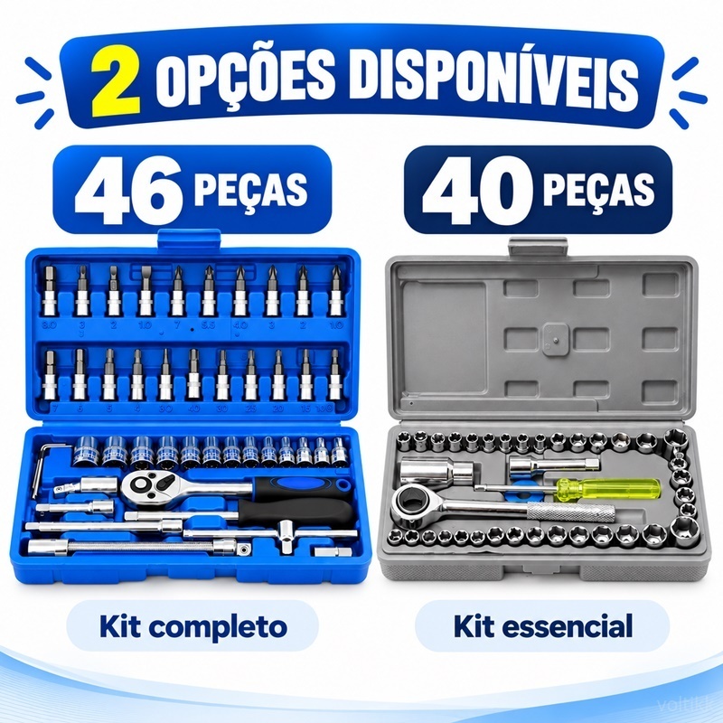 Kit Ferramentas 40/46 Peças Jogo Soquetes Chave Catraca Reversível Com Maleta Completo Carro Moto Portable home repair