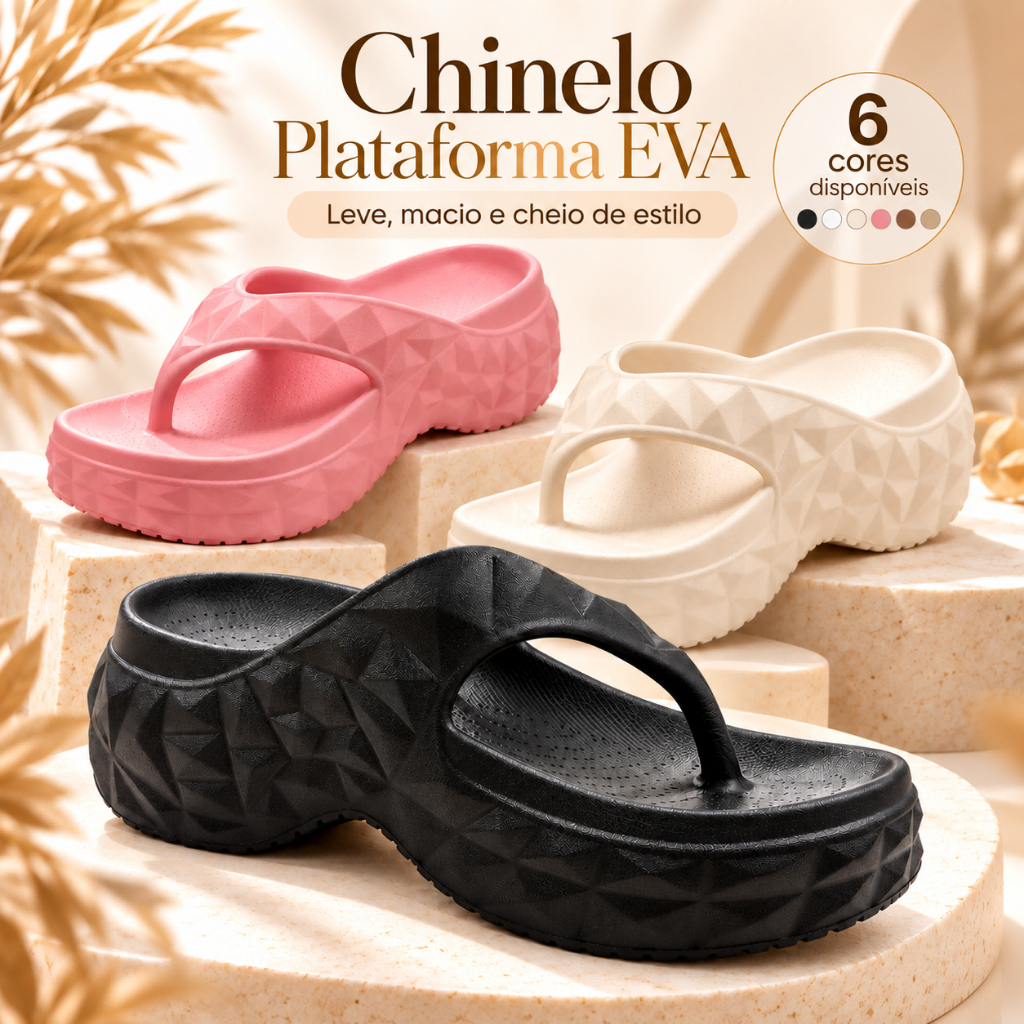 Chinelo Feminino Plataforma EVA Nuvem Macio Confortável Antiderrapante Leve Sandália Tamanco Casual para Dia a Dia