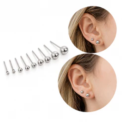 Brinco Bolinha Feminino Stud Aço Inoxidável Antialérgico Não Escurece Elegante Moderno Tendência
