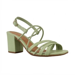Sandália Feminina Tiras Salto Bloco Confortável Caramelo Verde Menta Preto Estilo Moda Confortável