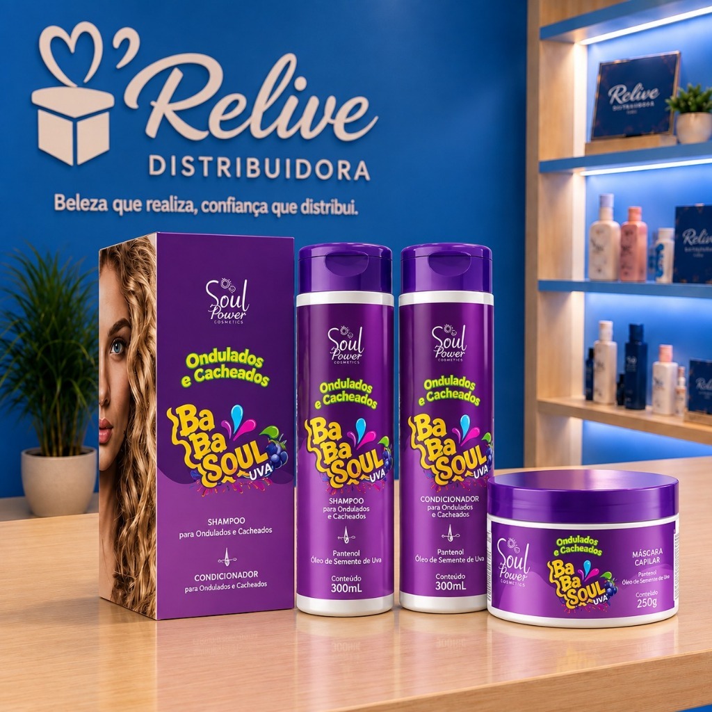 KIT CAPILAR BABASOUL UVA SOUL 3 ITENS SHAMPOO CONDICIONADOR E MASCARA HIDRATAÇÃO CHICLETE