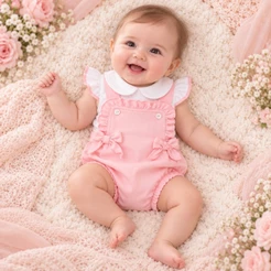 Jardineira com camiseta para bebê Bella