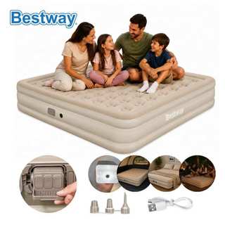 Colchão Inflável King Bomba Recarregável Elétrica Lítio USB + Lanterna 3 Níves Para Camping e Casa Bestway