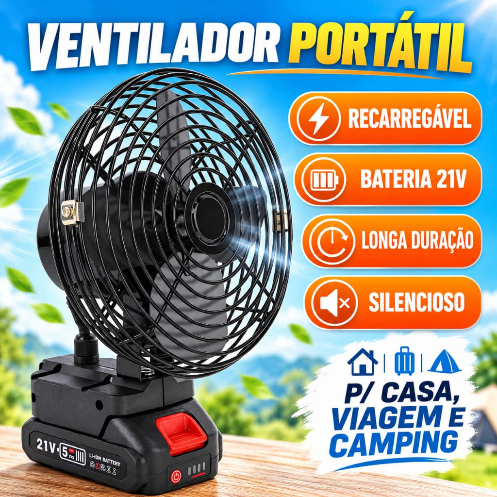 Ventilador Portátil Recarregável  Mini Ventilador de Mesa Silencioso para Camping Viagem