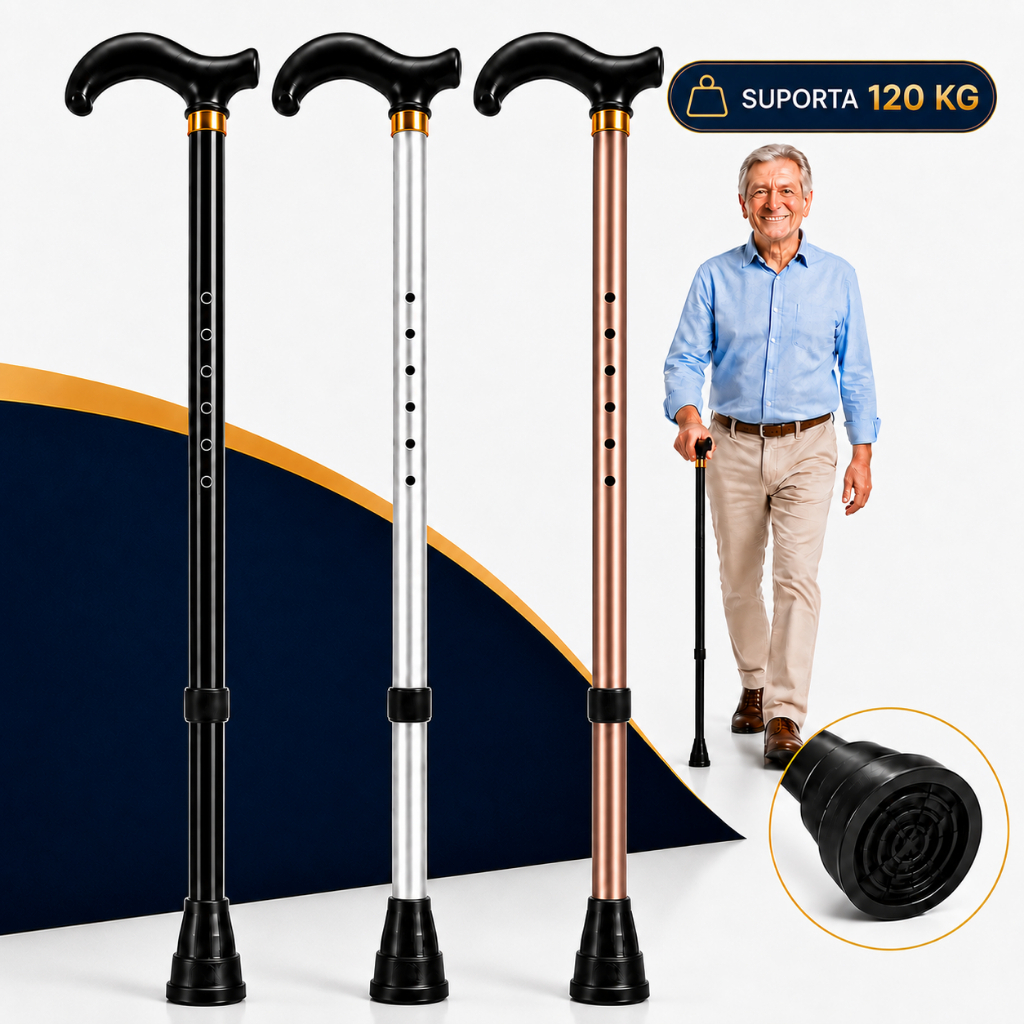 Bengala Ajustavel Ortopedica Aluminio Reforçada Suporta Ate 120kg Apoio Ergonomico Antiderrapante