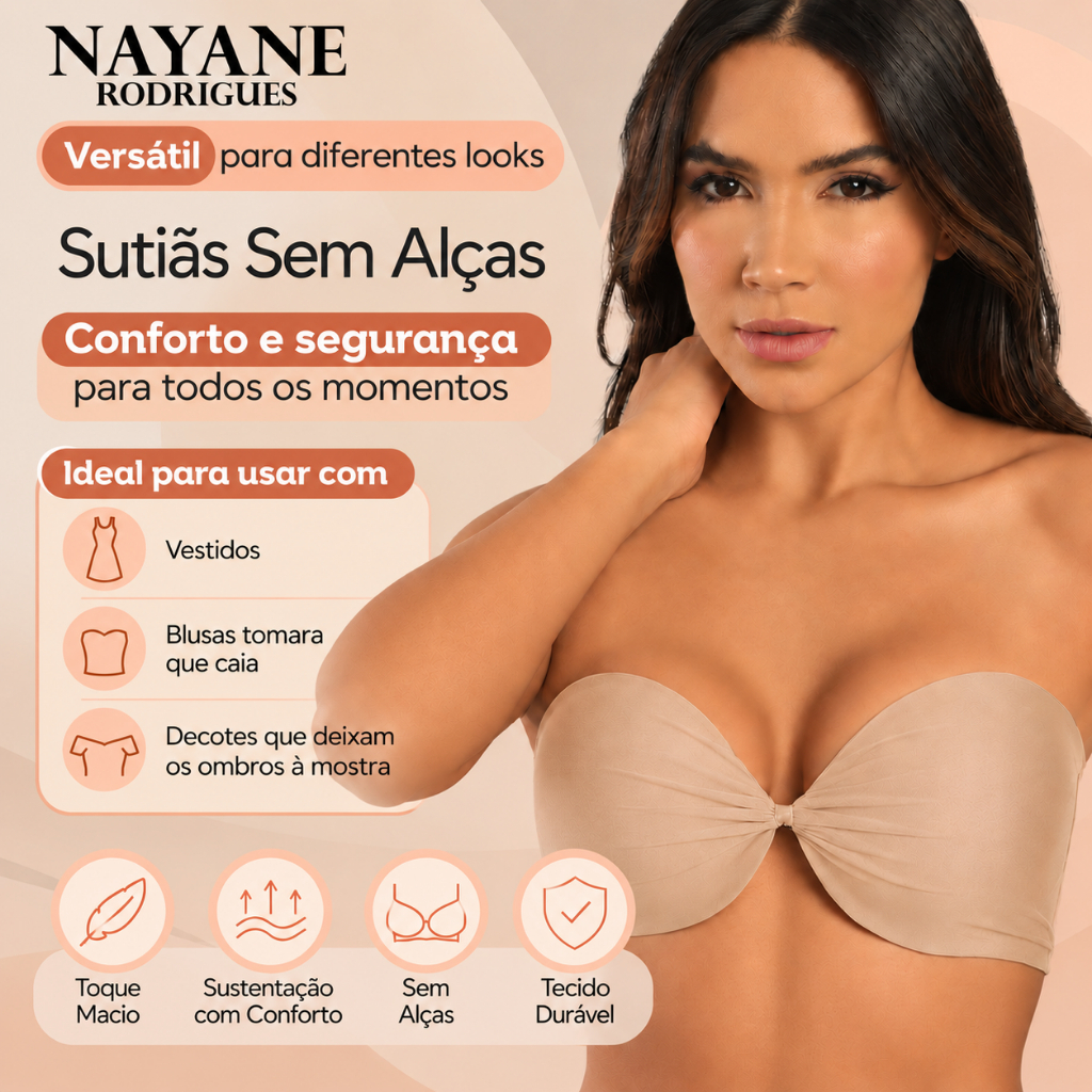 Sutia Nayane Push Up Confortavel Tomara que Caia com Bojo e Aro de Alta Sustentacao