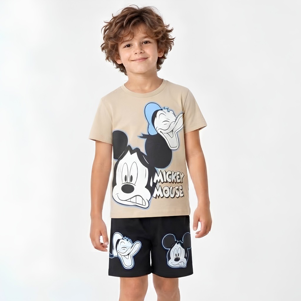 Conjunto Infantil Masculino Estampado Camiseta + Bermuda em Algodão Tam. 4 ao 10 Anos Roupa Infantil Menino