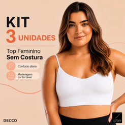 Kit 3 Top Fitness Sport Nadador SHE Em Microfibra Sem Costura Sem Bojo