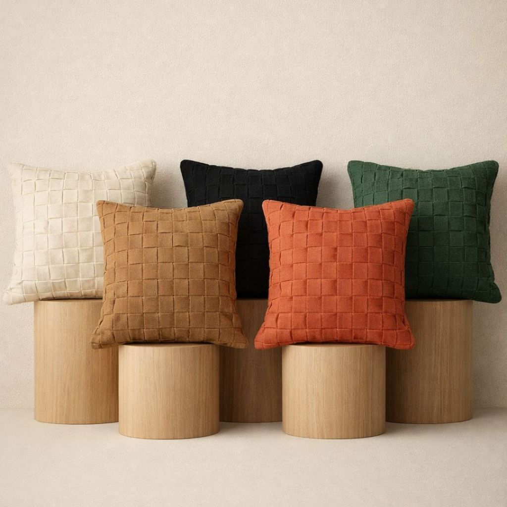 Capa de Almofada Bohochic 42x42cm – Macramê Artesanal com Fitas em Algodão