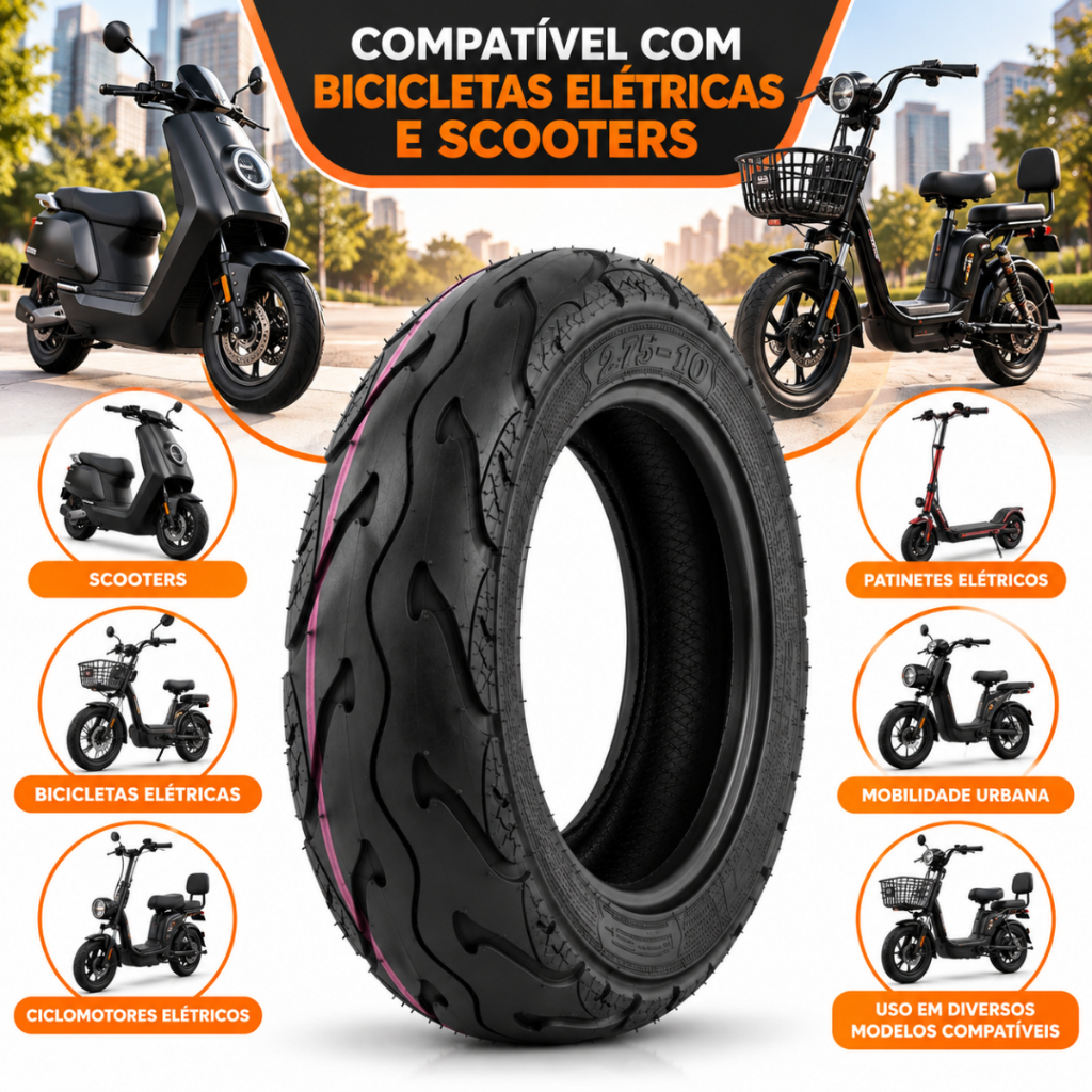Pneu 2.75-10 Preto Para Scooter E Bicicleta Eletrica Aro 10 — foto 6