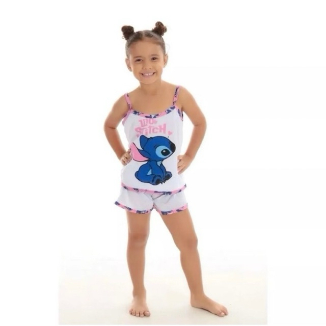 Pijama Feminino Infantil Short Doll Baby Doll Verão Alcinha Conjunto baby doll personagens