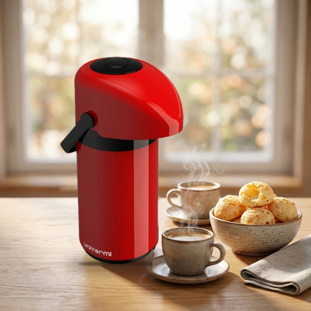 Garrafa Térmica Pressão 600ml Unitermi Verona Café Chá Leite Ampola de Vidro Bico Antipingo Quente Fria Original