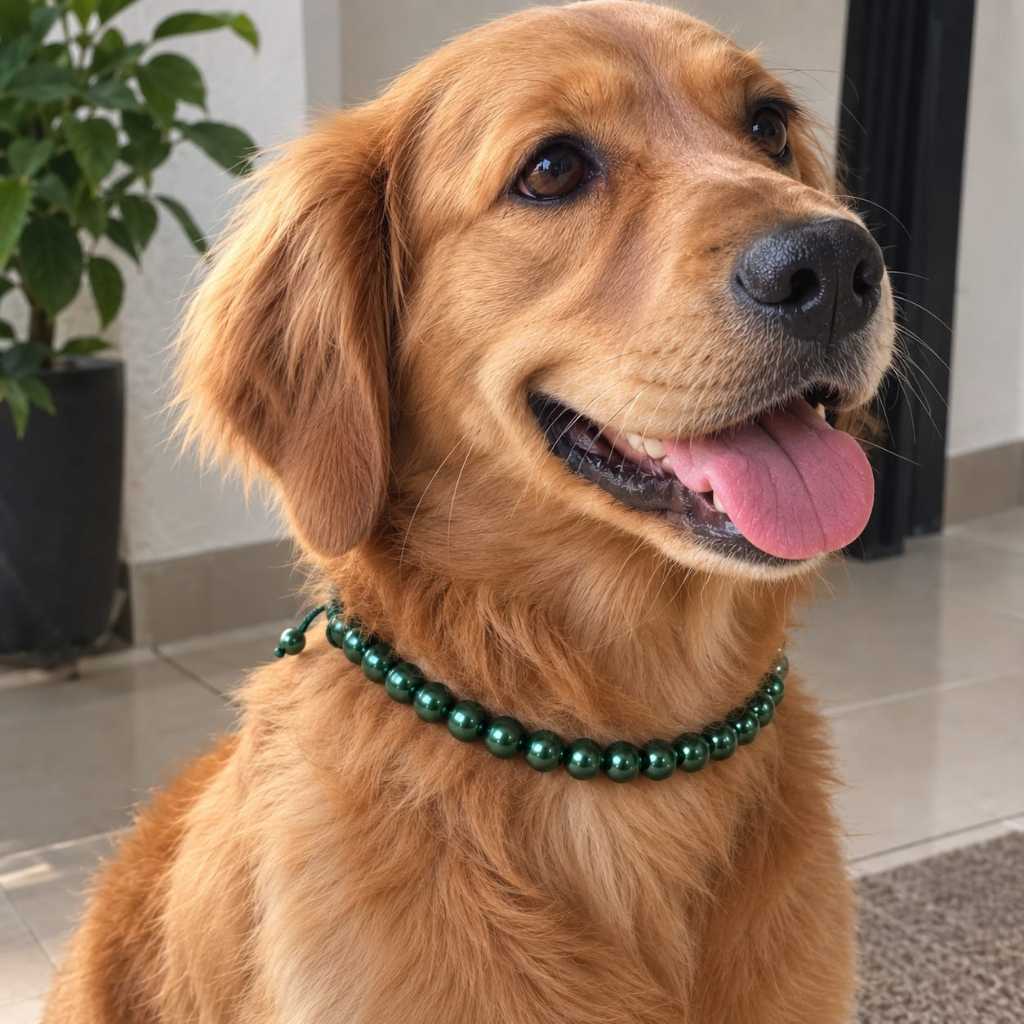 Coleira de Pérolas para Cães e Gatos Ajustável e Atersanal