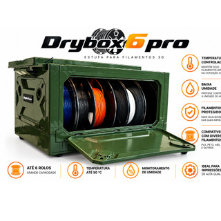 Estufa Secadora Filamentos 3d wi-fi 6 Rolos Drybox 6 pro caixa secadora de filamento para com controle ajustável