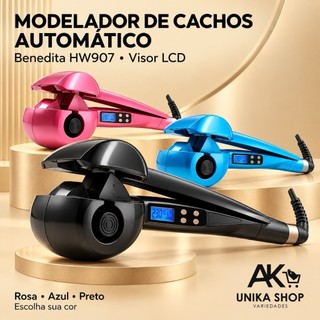 Modelador de Cachos Automático Benedita HW907 LCD Cerâmica 140 a 230 Graus