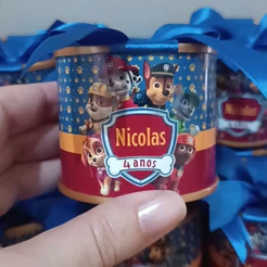 Kit Tubolatas personalizadas 5×6cm-Lembrancinha Patrulha canina azul | aniversário | lembrancinhas festas