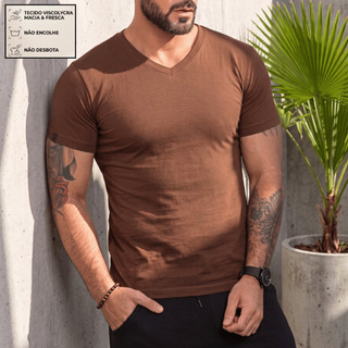 Camisetas Masculinas Estilosas Camiseta Gola V Básica Lisa Malha Fria Limitada Exclusiva Moda Casual