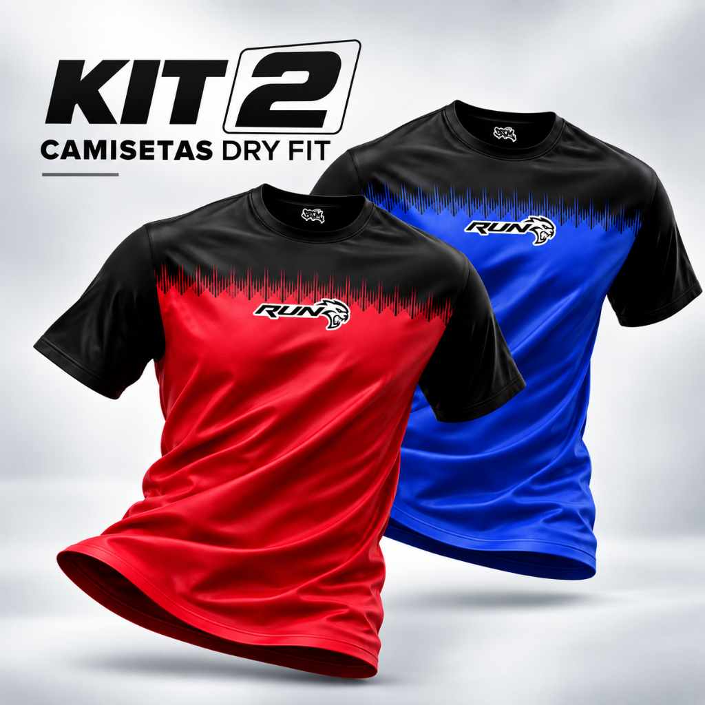 Kit 2 Camisetas Dry Fit Masculina Academia Musculação Gym Treino Leve Confortável Manga Curta