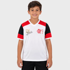Camiseta Flamengo Zico Retrô Mundial 1981 Oficial Infantil - Branco