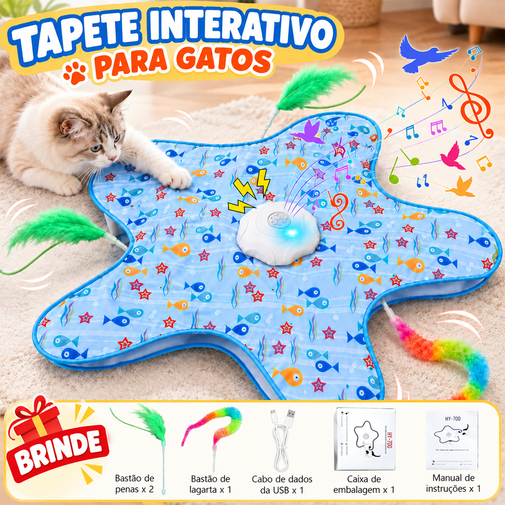 Brinquedo Interativo para Gatos Mouse Automático com Movimento 360° Som e Penas Ocultas Recarregável USB-C Brinquedo Pet