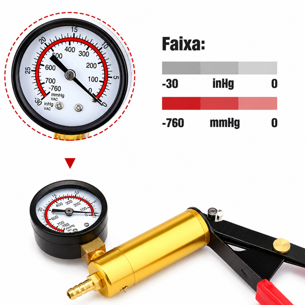 Kit 15 Peças Teste Bomba Pressão Vácuo Carro Profissional Auto vermelho Para Sangramento Fluido Freio De VáCuo · foto 2