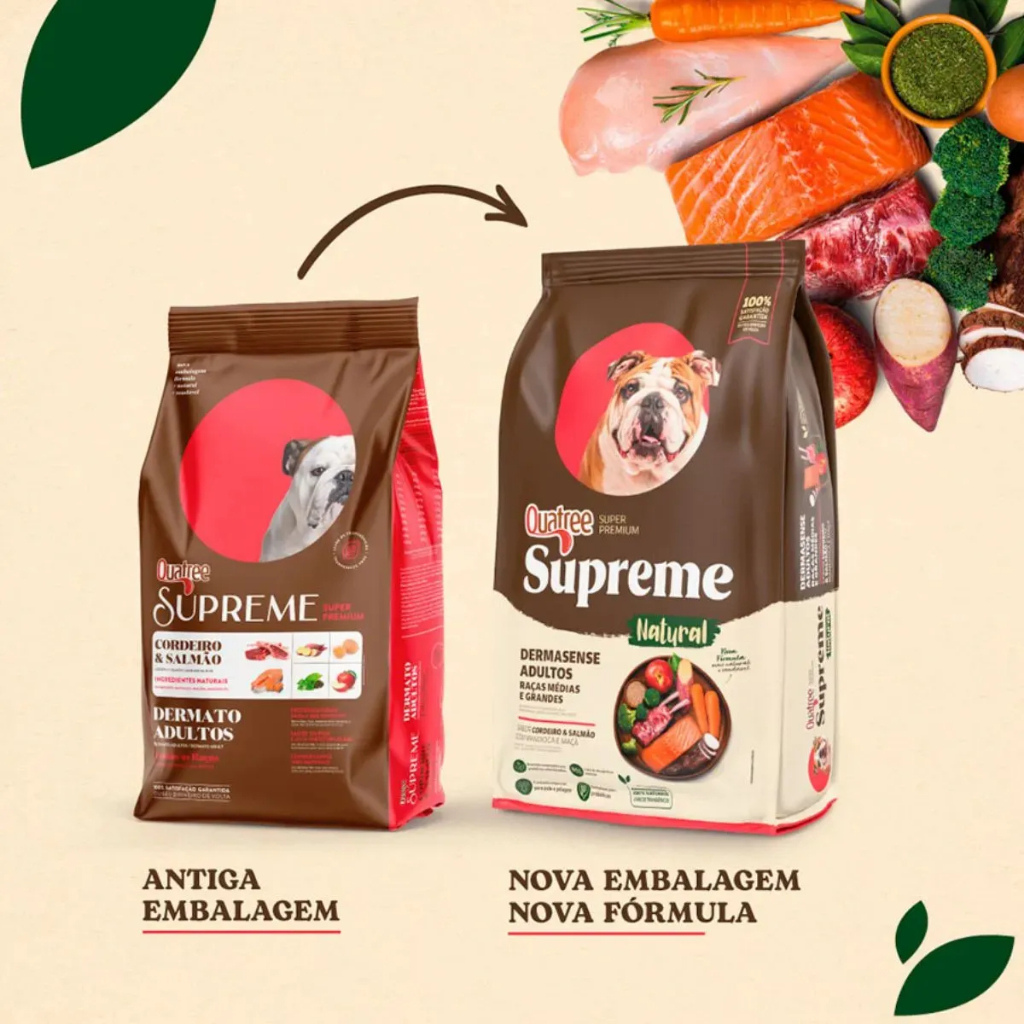 Quatree Supreme Cães Dermasense Adultos de Raças Médias e Grandes Sabor Cordeiro e Salmão 15 kg · foto 2