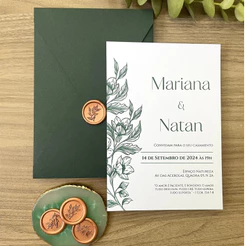 Convite Casamento + Envelope Vertical com Lacre de Cera - Varias Cores