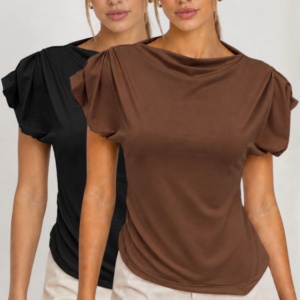 KIT 2 Blusa Feminina Elegante Estilosa Casual Chique Básica Dia a Dia Trabalho Balada Tecido Leve Confortável Tendência