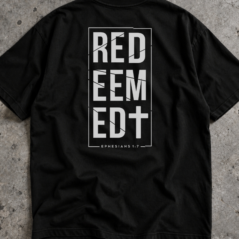 Camisa Masculina Oversized Streetwear Redimido Estampa nas Costas Algodão Camiseta Gospel Fé Religiosa