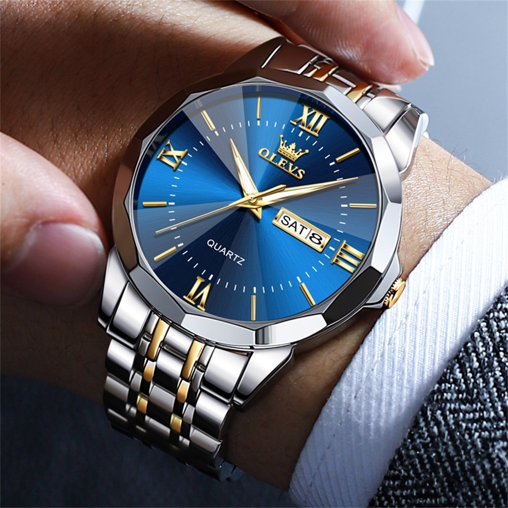 OLEVS Relógio Masculino Original À Prova D'água De Quartzo De Aço Inoxidável Luminoso 9989 · foto 2