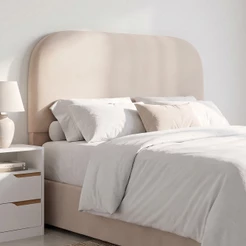 Cabeceira Cama Box Queen 160cm Orgânica Lanna W01 Suede Bege - Lyam Decor