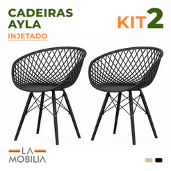 Kit 2 Cadeiras Ayla DSW Pés Polipropileno Fácil Montagem Casa Área Gourmet Varanda