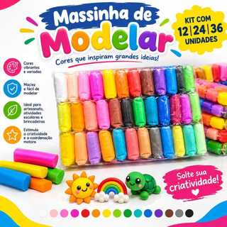 Kit Massinha EVA Para Modelar Infantil Colorida + Ferramentas