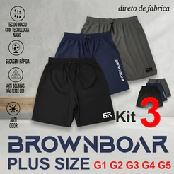 Kit 3 Bermuda Masculino Tactel Elastano do P ao G5
