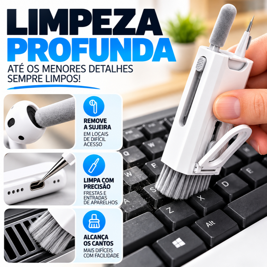 Kit Escova De Limpeza Multiuso 8x1 fone Ouvido Teclado Mouse celular